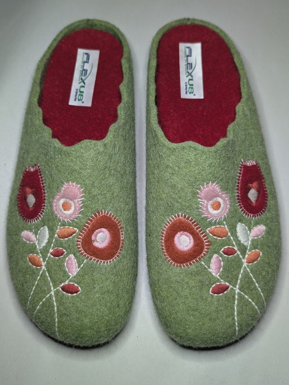 Flexus Wildflower Green Wool Slipper Clog By Spring Step Size 42 (US 10.5)